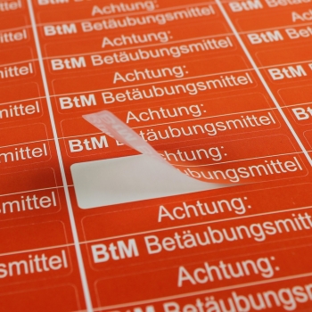 Bogen mit 36 Aufkleber zur Kennzeichnung von BTM Betäubungsmittel