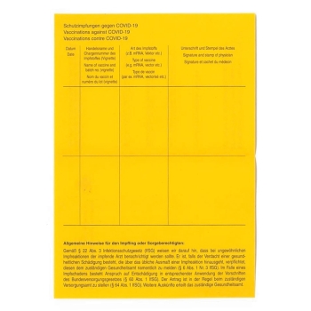 Preview: Impfbescheinigung zur Impfung gegen COVID-19 50 Sück
