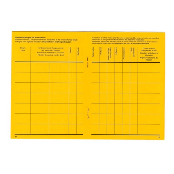 Internationaler Impfausweis gemäß § 22 Infektionsschutzgesetz als Impfbuch